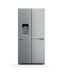 Whirlpool WQ9I MO1L Frigorifero 4 PORTE NO FROST, Largo 90, 355 litri (F)+237 litri (C), F, Inox Look, 1.88 m, Vecchia energia A+, Triplo Total No Frost, Display esterno Touch, Distributore di Acqua e Ghiaccio, Flexible Compartment