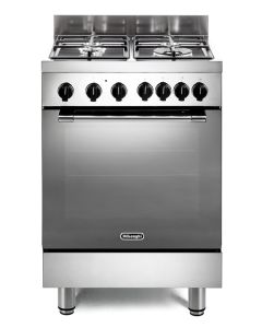 Delonghi GEMMA 66 GVL - Cucina libera installazione - 60 cm - piano a gas con griglie in ghisa - forno a gas ventilato - 70 lt - alzatina in acciaio - inox