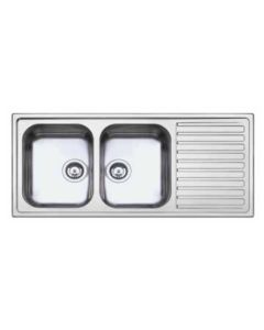 Apell AV1162ILBC Lavello da Incasso 2 Vasche con Gocciolatoio a Sinistra 116 x 50 cm Acciaio Inox Serie Anniversario