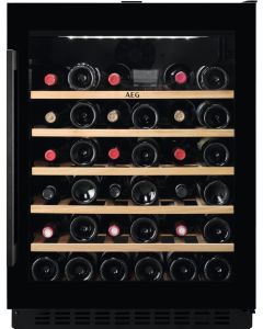 Aeg AWUS052B5B Cantina Vini da incasso - Altezza 82 cm - Nero - Classe A - 52 Bottiglie - 6 Ripiani Legno - Luce LED - 42 Db