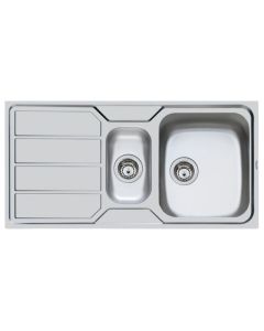 Foster Lavello ad Incasso a Bordo Standard a Due Vasche S1000 1197 461 con Gocciolatoio a Sinistra Finitura Antigraffio Extrafine da 97x50cm