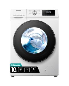 Hisense WDQA1014EVJM – Lavasciuga libera installazione – 10 kg + 6 kg – partenza ritardata – programmi con vapore – funzione refresh – FlexRack – bianco – oblò nero – classe A