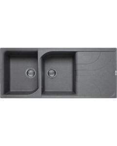 Elleci Ego 500 LME50073 - Lavello 2 vasche + gocciolatoio in Metaltek - titanium - reversibile