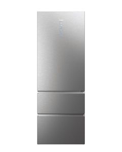 Haier HTW7720DNMP Frigorifero libera installazione, 3 porte, No Frost, Luce Led, Classe D, Platinum Inox