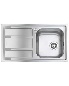 Foster Lavello ad Incasso a Bordo Standard FM 1971 061 con Gocciolatoio a Sinistra Finitura Spazzolato da 86x50cm