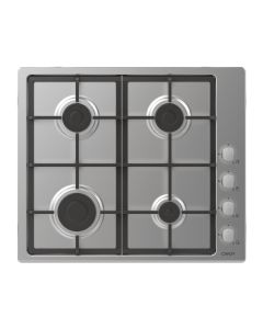 Candy CHG6LX Piano Cottura a gas 60 cm, Finitura Acciaio Inox, Griglie in Ghisa