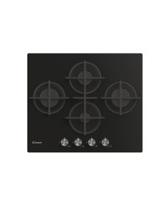 Candy CVG6DPB Piano cottura a Gas larghezza 60 cm Finitura Vetro Nero 4 Fuochi Griglie singole in Ghisa