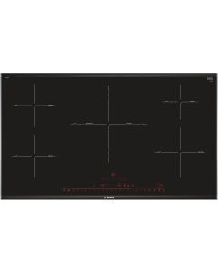 Bosch PIV975DC1E Piano Induzione 90 cm, 5 zone standard, DirectSelect Premium, Finitura ComfortProfil con profili in acciaio inox, Zona centrale a triplo circuito da 32cm di diametro, EnergyTutor, PerfectFry Sensor 5 livelli