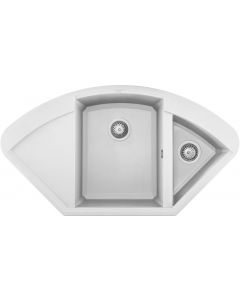 Elleci Easy Corner LGYCOR68 - Lavello 1 vasca e mezza con gocciolatoio in Granitek - bianco