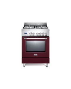 De Longhi PRO 66 MR ED Cucina Gas 4 Fornelli con Forno Elettrico da 60 cm Rosso, Acciaio inossidabile