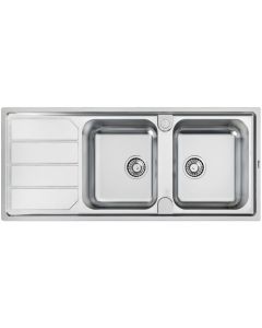 Foster Lavello ad Incasso a Bordo Standard a Due Vasche Elettra 5812 061 con Gocciolatoio a Sinistra Finitura Spazzolato da 116x50cm