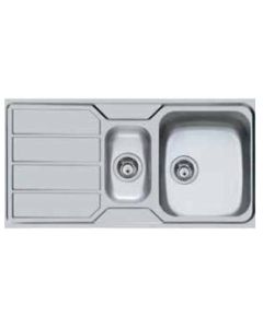Foster Lavello ad Incasso a Bordo Standard a Due Vasche S1000 1197 161 con Gocciolatoio a Sinistra Finitura Spazzolato da 97x50cm