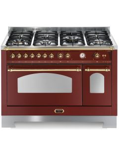 Lofra RRD126MFT+E/2AEO Rosso Burgundy Cucina con piano a gas e due forni elettrici 120x60, Verniciato Rosso Burgundy, Classe A, Zoccolo non incluso