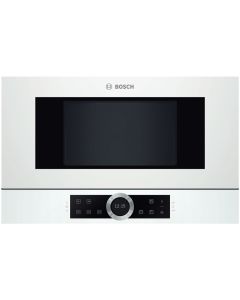 Bosch BFL634GW1 Microonde Installazione a colonna o a pensile, Apertura porta a bandiera con cerniera a sinistra, 21 litri, Display TFT con pulsanti laterali touch (con testi e simboli), 7 programmi automatici, tecnologia Inverter senza piatto rotante, v