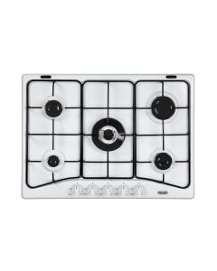 Delonghi YBF57ASV - Piano Cottura a Gas 70 cm, bruciatori smaltate Nero lucido - Bianco