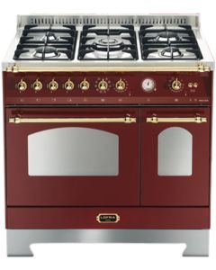Lofra RRD96MFTE/CI Rosso Burgundy Cucina con piano a gas e due forni elettrici 90x60, Verniciato Rosso Burgundy, Classe A, cod. 60220022 Zoccolo non incluso
