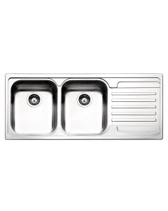Apell Venezia VE116.2IRBC - Lavello incasso inox satinato 2 vasche con gocciolatoio a destra