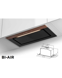 Faber 305.0615.687 BI-AIR KL A70 Cappa a Incasso Aspirante colore Acciaio inox / vetro nero dimensione 70 Cm