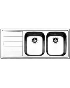Apell Linear LN1162ILBC - Lavello incasso 2 vasche con gocciolatoio a sinistra