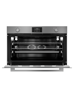 Opera Italiana OME96D2F9F Serie Morricone - Forno elettrico 90 cm Inox - 125 L. - 2 ventole - 9 funzioni - 2 manopole - Touch control - Porta fredda con triplo vetro