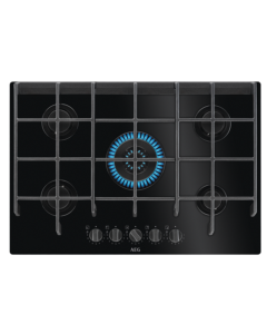 Aeg HVB75820IB Piano cottura Gas larghezza 75 cm Finitura Vetroceramica Nero - 5 Fuochi - Griglie in Ghisa