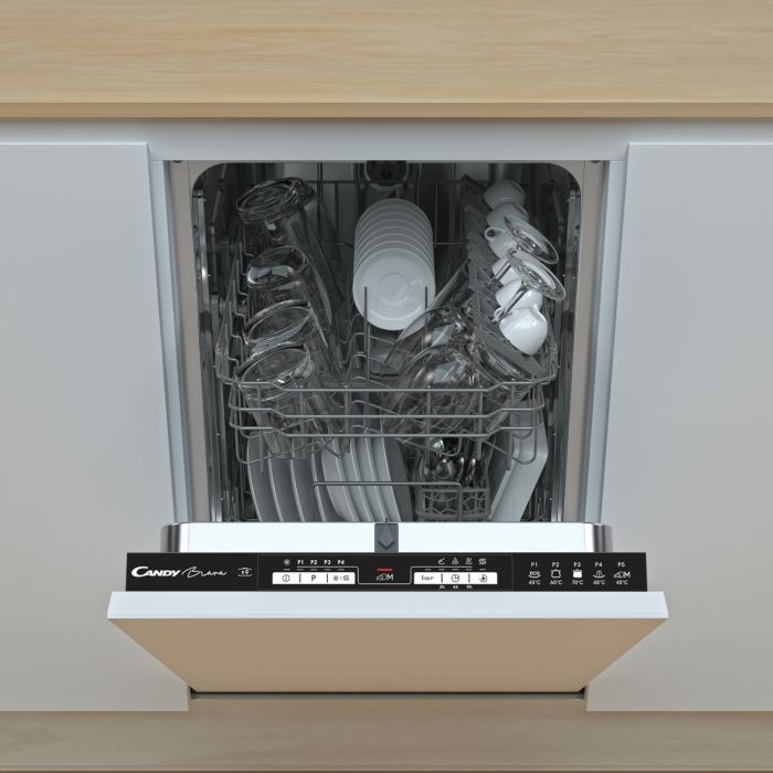 Exquisit Inox EGSP1009-EB-030E Built-In Dishwasher Partially Integrated Dishwasher 45 cm LED 9 Place Settings Dishwasher 45 cm Partially Integrated