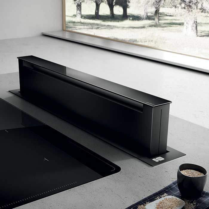 Cappa Aspirante Da Cucina SHEEN-S BL/A/90 - Nero, Vetro, 650 M&sup3;/h, Classe A, 65 DB, Filtro Alluminio